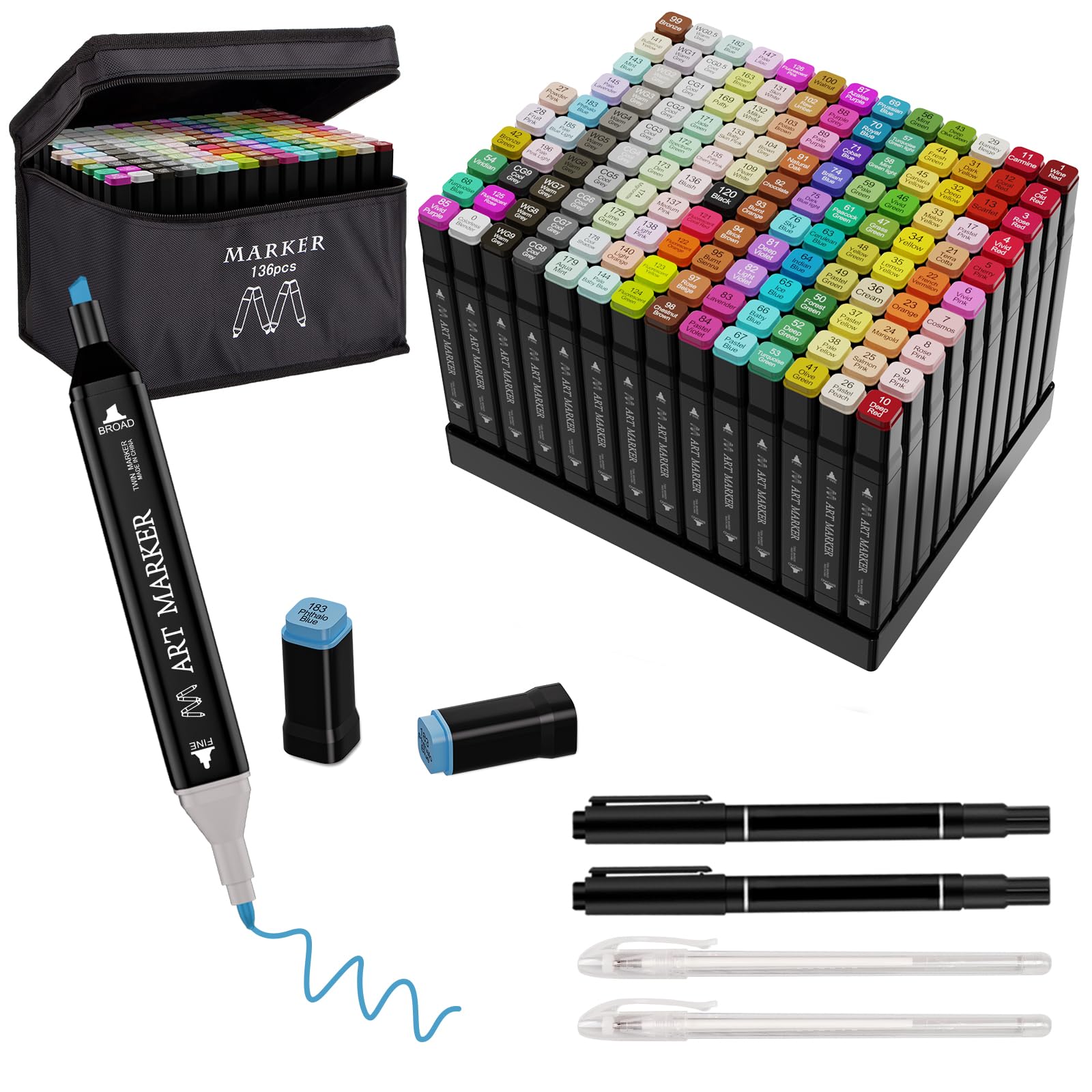 Amazon.com: ATDOALL Alcohol Markers Set, 136 Colors Dual Tip Art